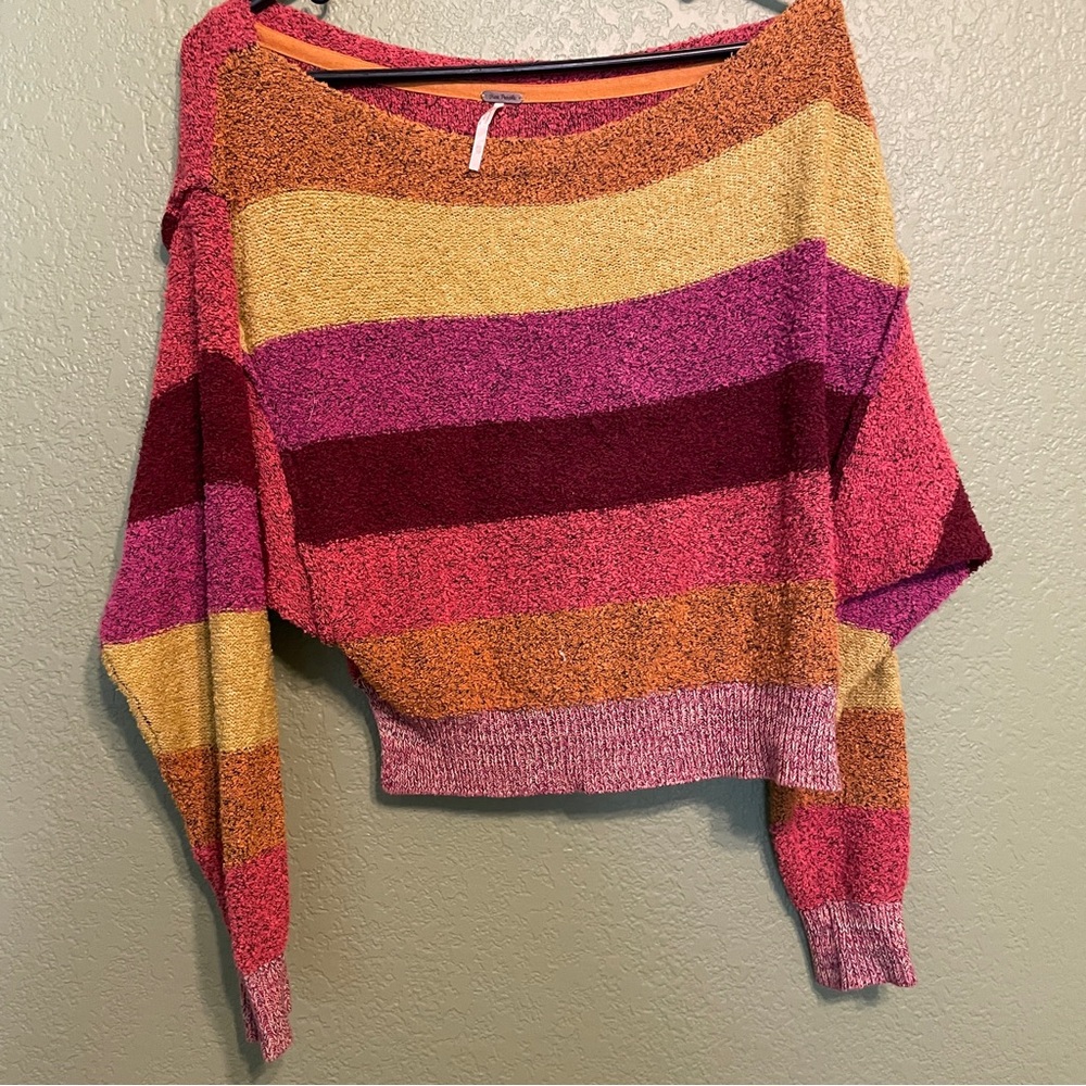 Free People Candyland Pullover striped Sweater  XS - Picture 2 of 5